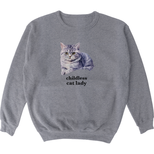 Grey Childless Cat Lady Crewneck